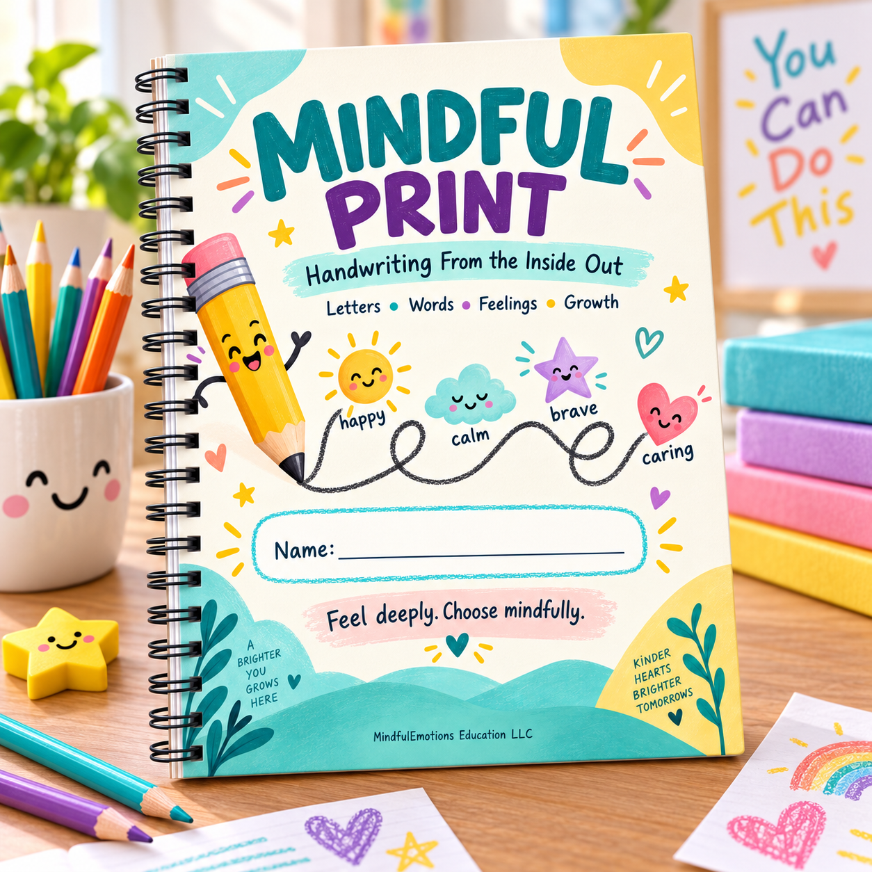 Child-friendly Mindful Print handwriting workbook mockup